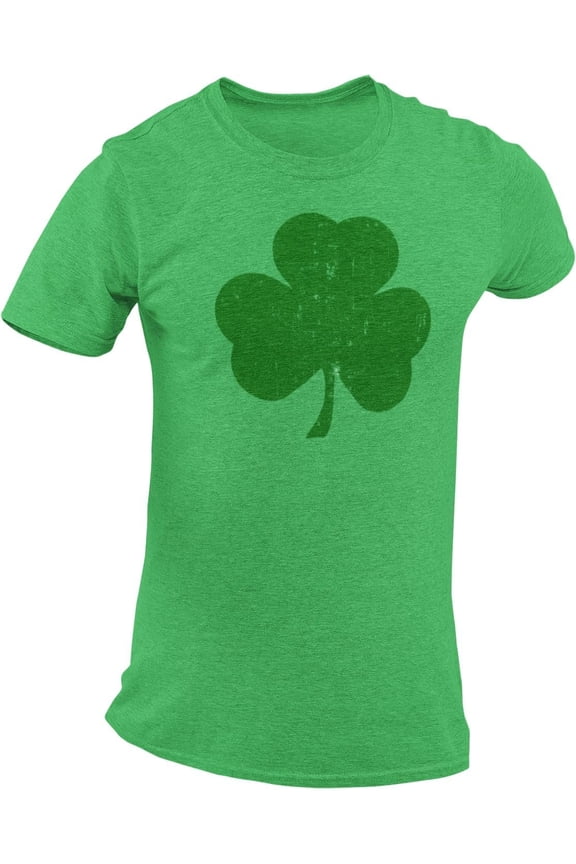 Men's Shamrock Tee Distressed, Green/Green,Large