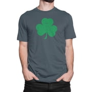 NYC FACTORY Mens Shamrock Tee Distressed Print Charcoal-Green, XL