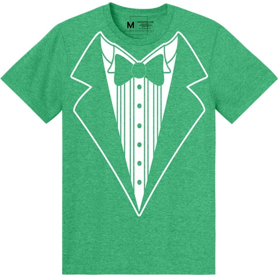 NYC FACTORY Men's Tuxedo Tee Heather Green, Button Design, XS