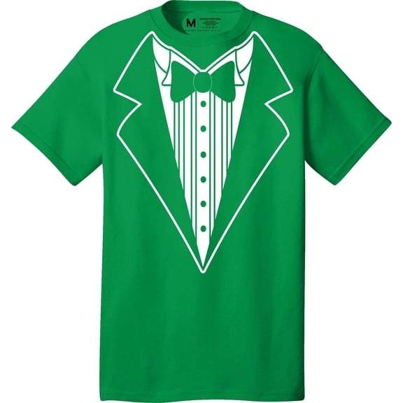 NYC FACTORY Men's Tuxedo Tee Irish Green, Button Design, 2XL