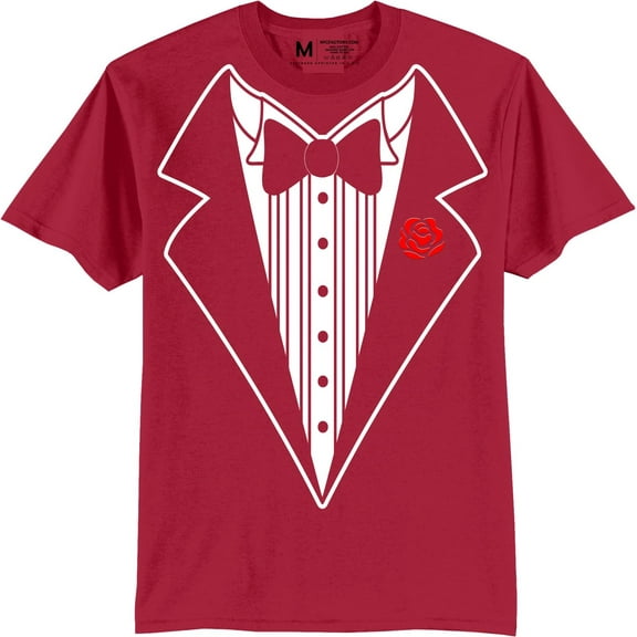 NYC FACTORY Men's Tuxedo Tee Red, Rose Design, 4XL