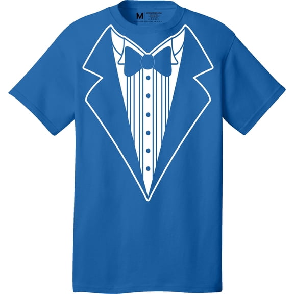 NYC FACTORY Men's Tuxedo Tee Royal Blue, Button Design, 5XL