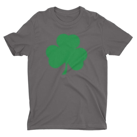 NYC FACTORY Screen Printed Green Irish Shamrock T-Shirt St Patricks Day Mens Ireland Tee Shirt Charcoal, XL