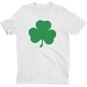 NYC FACTORY Screen Printed Green Irish Shamrock T-Shirt St Patricks Day Mens Ireland Tee Shirt White, XL