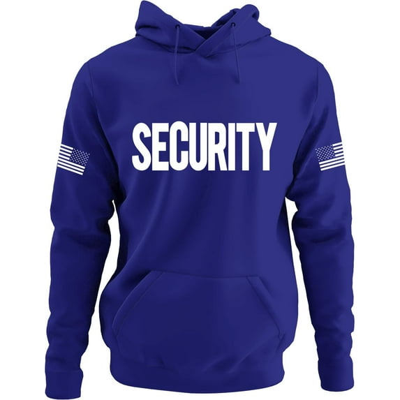 NYC FACTORY Security Hoodie with US Flag Sleeve Prints, Black US, Alpha, X-Small, Regular, Regular, Navy Blue
