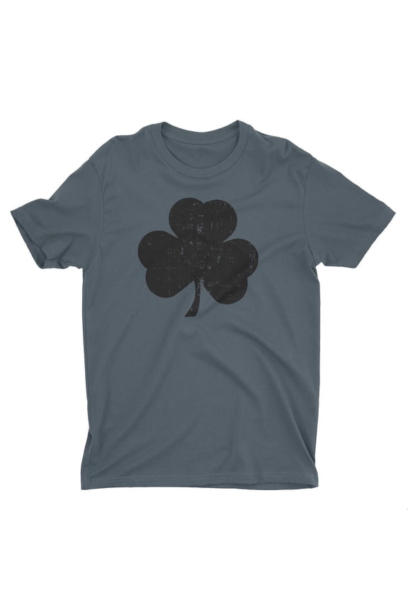 Shamrock Men's Tee, Distressed, Charcoal-Black, 6XL