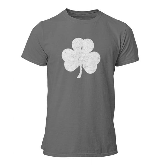 NYC FACTORY Shamrock Men's Tee, Distressed, Charcoal-White, Large