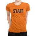 thumbnail image 1 of NYC FACTORY Staff Ladies Tee Distressed, Orange, Women's Small, 1 of 2