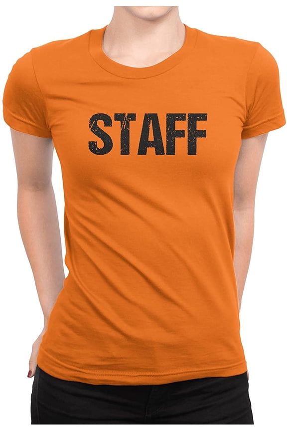 Staff Ladies Tee Distressed, Orange, Women's Small