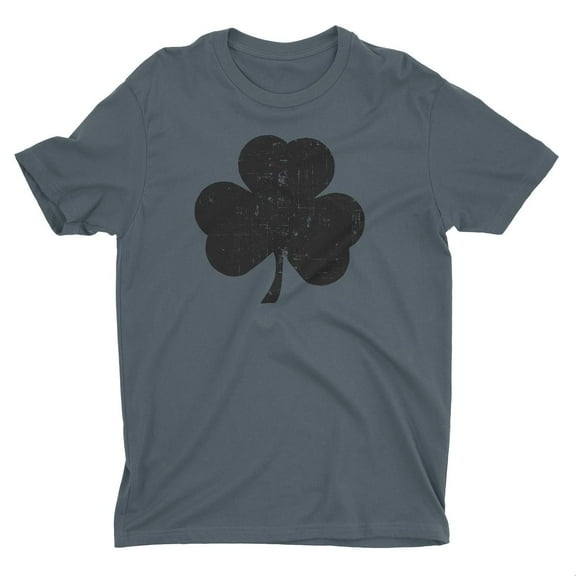 NYC FACTORY USA Screen Printed Charcoal Irish Distressed Shamrock T-Shirt St Patricks Day Mens Ireland Charcoal-Black, 2XL