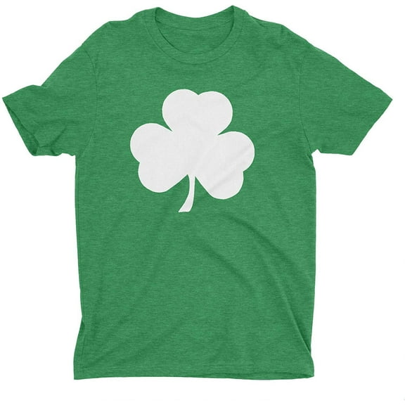 NYC FACTORY USA Screen Printed Green Irish Shamrock T-Shirt St Patricks Day Mens Ireland Tee Shirt Heather Green, Large