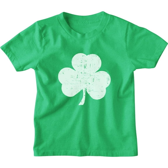 NYC FACTORY USA Screen Printed Shamrock Youth T-Shirt Distressed Tee Kids Irish Green