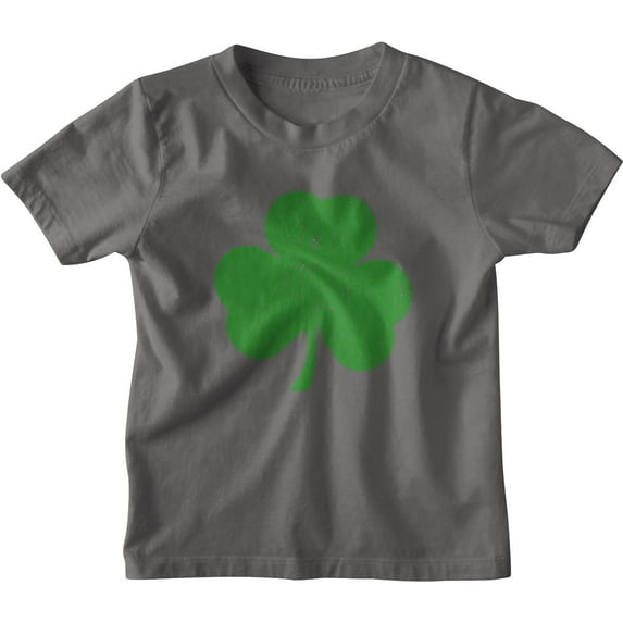 NYC FACTORY USA Screen Printed Shamrock Youth T-Shirt Distressed Tee Kids Irish Green