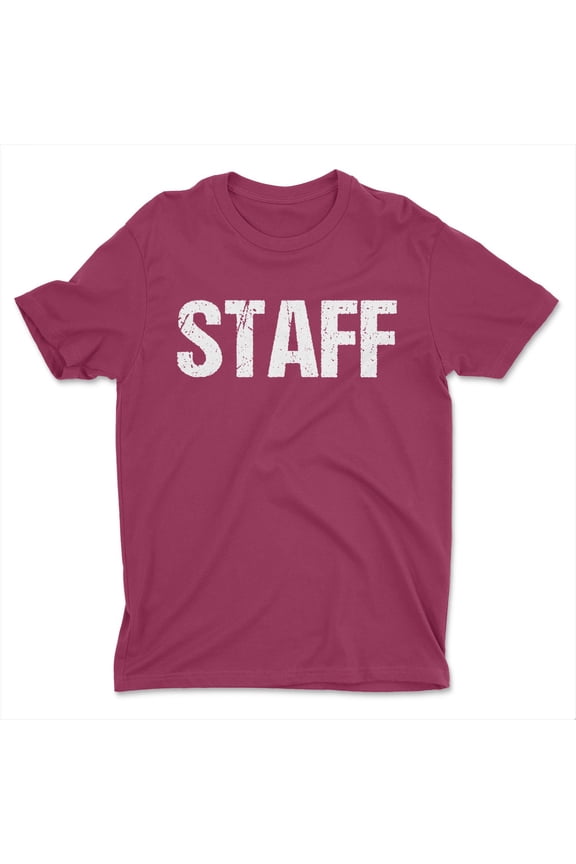 Men's Staff Tee Distressed, Maroon, Large