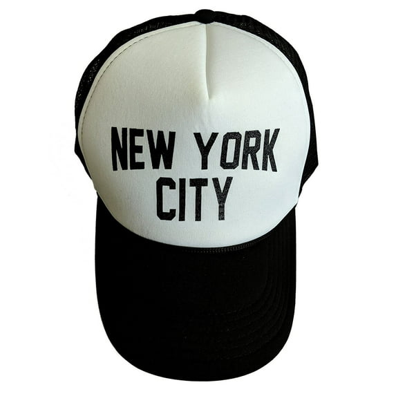 NYC Factory New York City Baseball Hat Screen-Printed Mesh Trucker Cap Black