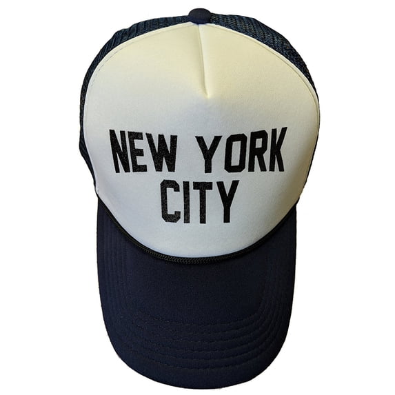 NYC Factory New York City Baseball Hat Screen-Printed Mesh Trucker Cap Navy