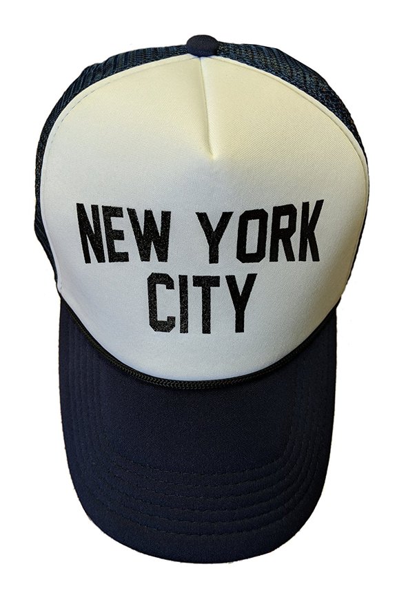New York City Baseball Hat Screen-Printed Mesh Trucker Cap Navy