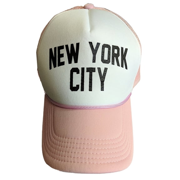 NYC Factory New York City Baseball Hat Screen-Printed Mesh Trucker Cap Pink