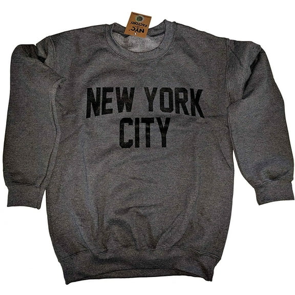 NYC Factory New York City Sweatshirt Screenprinted Dark Heather Charcoal NYC Lennon Shirt XL