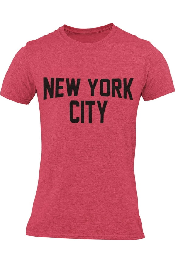 New York City Unisex T-Shirt Screenprinted Heather Red Lennon Tee Large