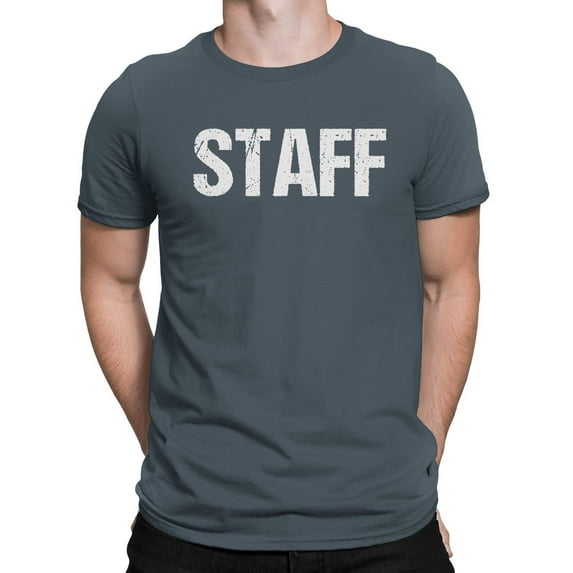 NYC Factory Staff T-Shirt Charcoal Mens Tee Staff Event Shirt Front & Back Screen Printed Large