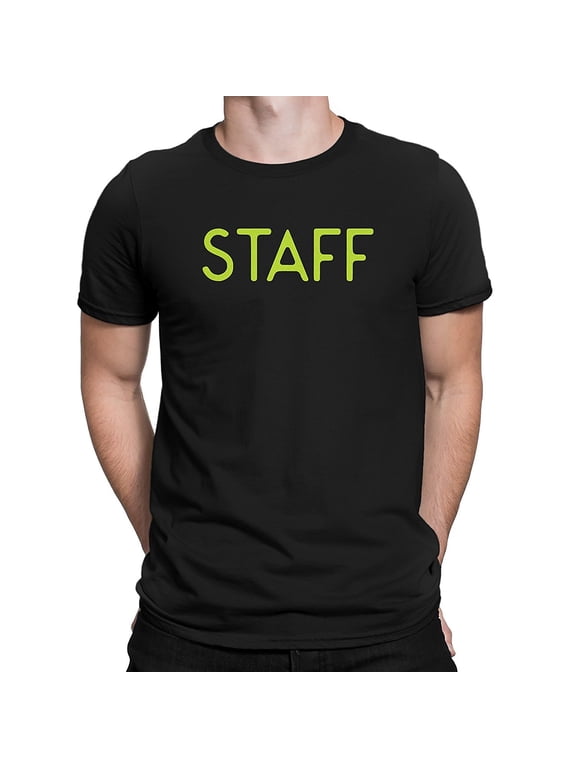 Staff T-Shirt Screen Printed Tee Printed Front & Back Staff Event Black-Neon, XL