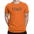thumbnail image 1 of NYC Factory Staff T-Shirt Screen Printed Tee Printed Front & Back Staff Event Orange, Medium, 1 of 1
