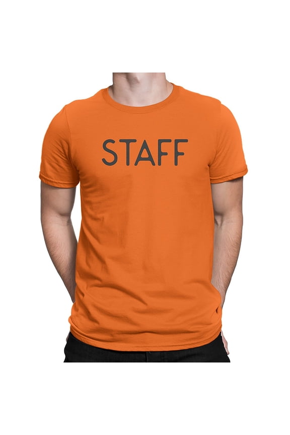 Staff T-Shirt Screen Printed Tee Printed Front & Back Staff Event Orange, Medium