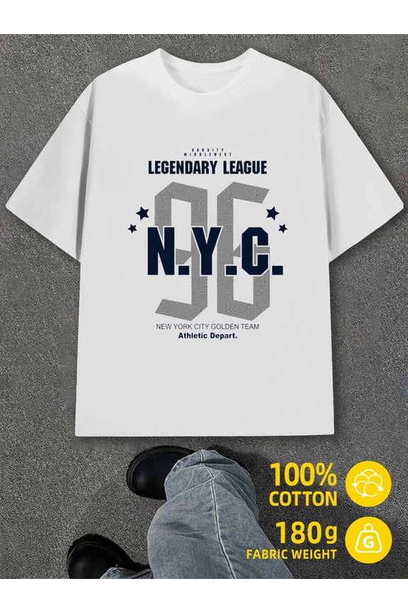 NYC Golden Team Tee men white 180G 100% Cotton Comfortable loose and fashionable T-shirt Casual Unisex Shirt Cotton tshirts Funny Unisex Shirt Graphic tshirts