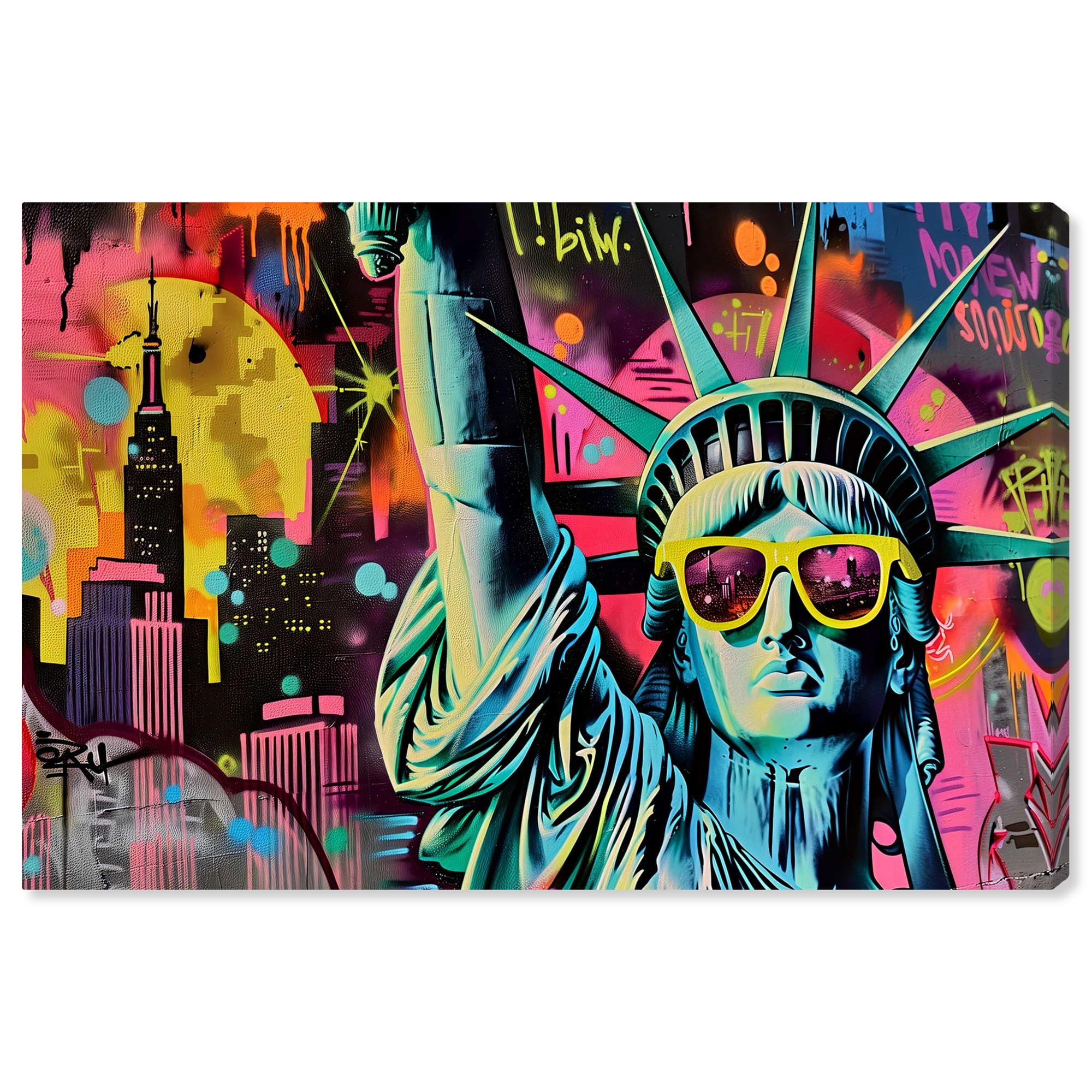 NYC Graffiti Style Wrapped Canvas Art, 24" x 16"
