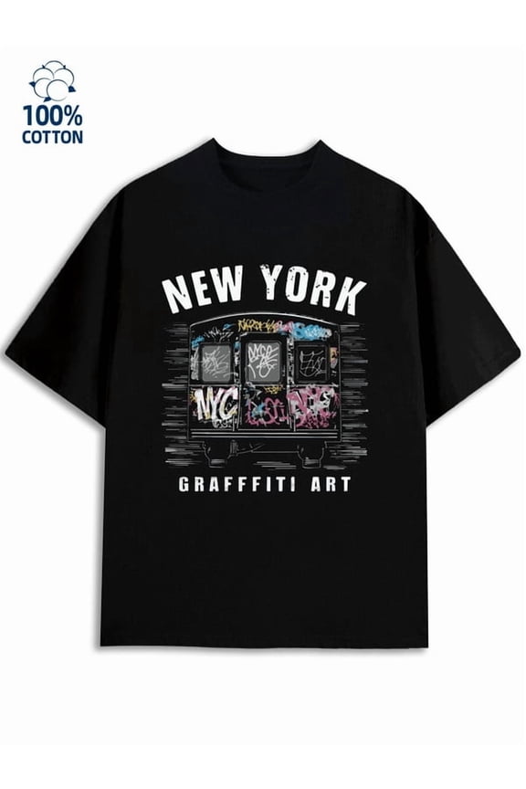 NYC Graffiti Tee men New York 180G 100% Cotton black cats funny Funny Unisex Shirt Graphic Tee tshirts Original Unisex Shirt Crewneck tshirts Basic Unisex Shirt Printed tshirts