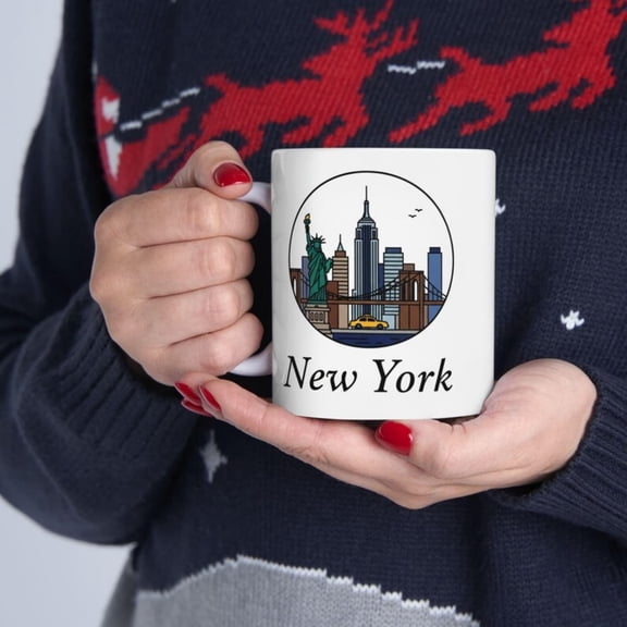 NYC Landmark Coffee Mug New Yorker Gift, Travel uvenir.