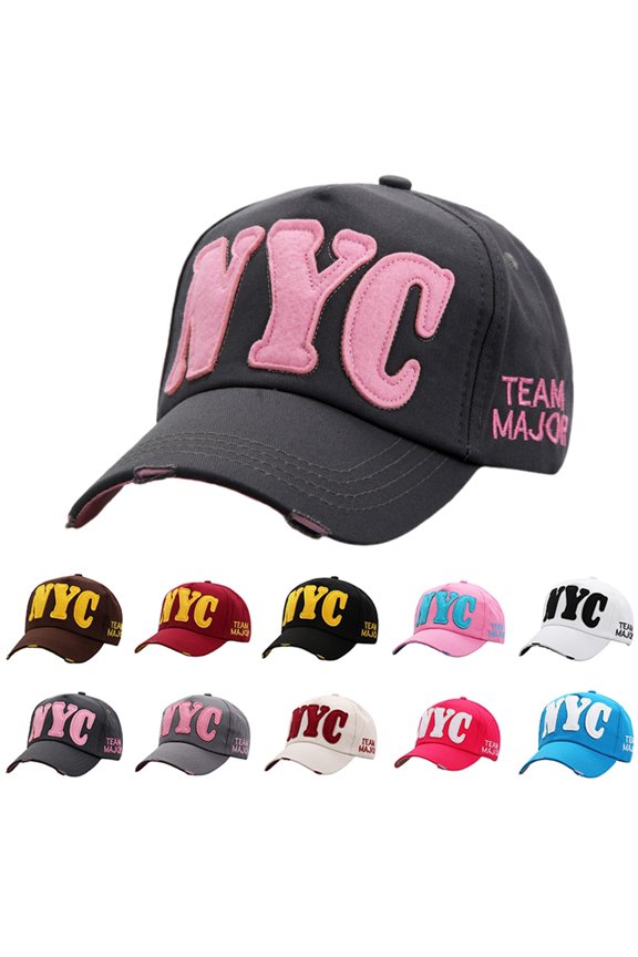 NYC Letter Embroidery Baseball Cap Mens Spring Summer Sports Hat Womens Casual Outdoor Sun Protection Cap Beige