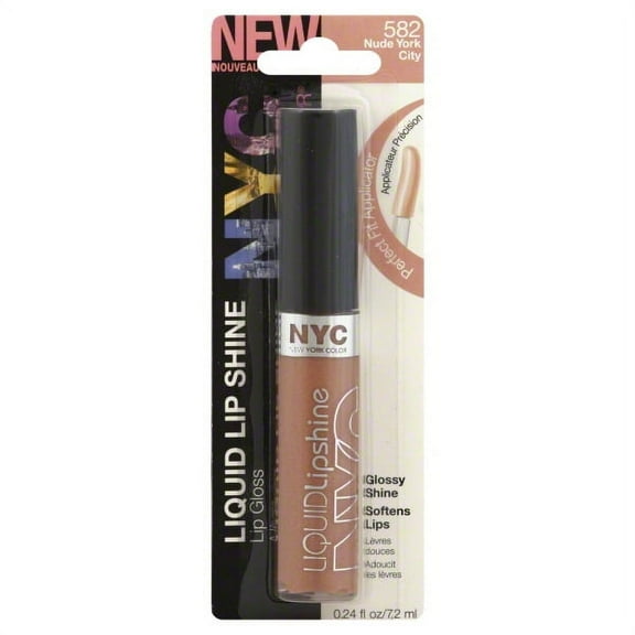 NYC Liquid LipShine Lip Gloss, 582 Nude York City, 0.24 Fl Oz