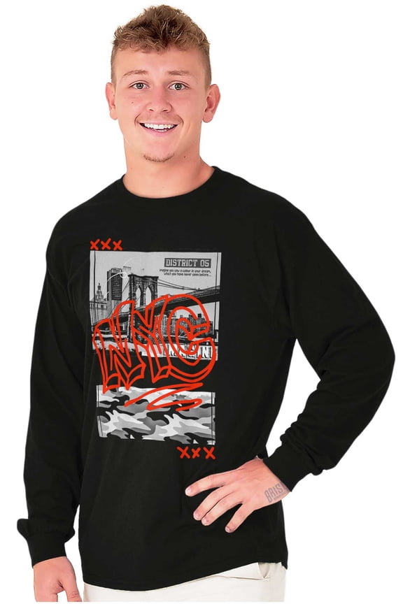 NYC New York City Camouflage Graffiti Long Sleeve TShirt Men Women Brisco Brands M