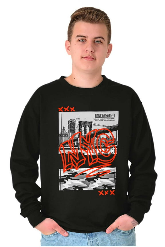 NYC New York City Camouflage Graffiti Sweatshirt for Men or Women Brisco Brands X