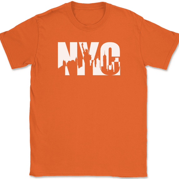NYC New York City Cityscape T-Shirt Funny Home Related Local Graphic Tee - Orange, S