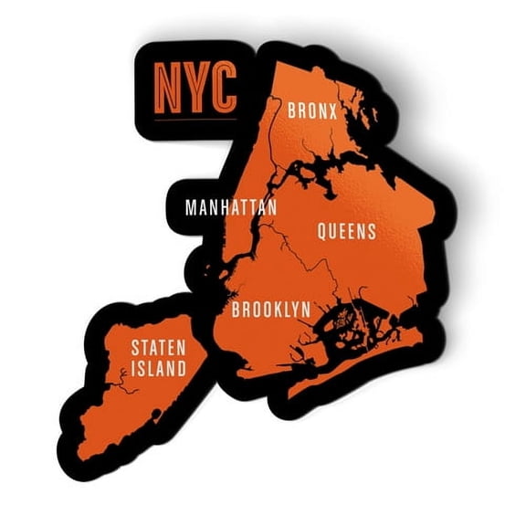 NYC New York City Map Boroughs - 5" Magnet for Car Locker Refrigerator