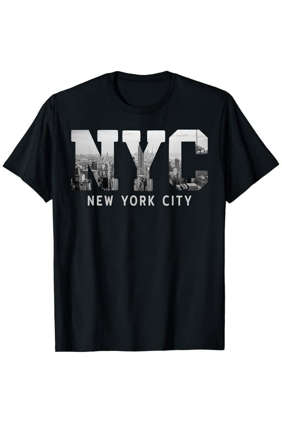 NYC New York City Skyline Graphic T-Shirt Retro Urban Manhattan Architecture Men Women Unisex Black Tee