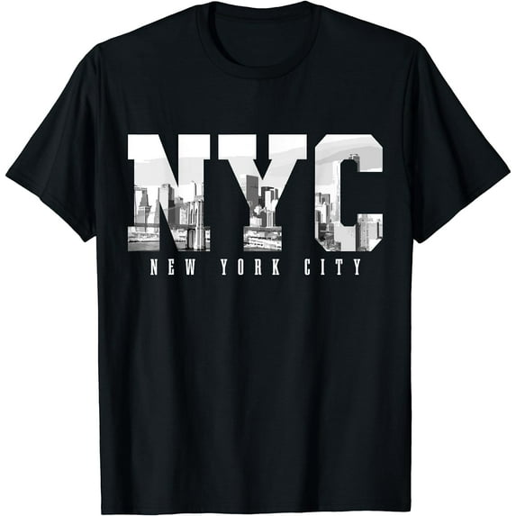NYC New York City Skyline NY Pride Black & White Vintage T-Shirt