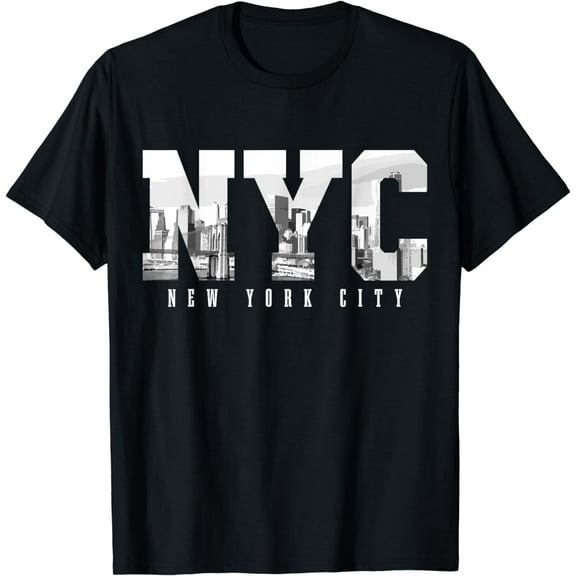 NYC New York City Skyline NY Pride Black & White Vintage T-Shirt