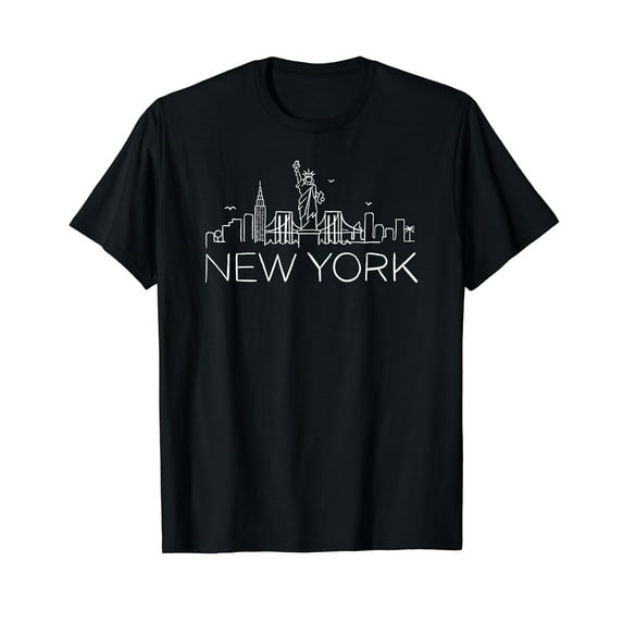NYC New York City Skylines statue of liberty Birds T-Shirt