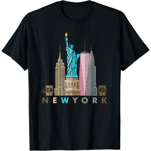 NYC New York City skylines statue of liberty T-ShirtMen and women, Black T-shirt, size: Extra large