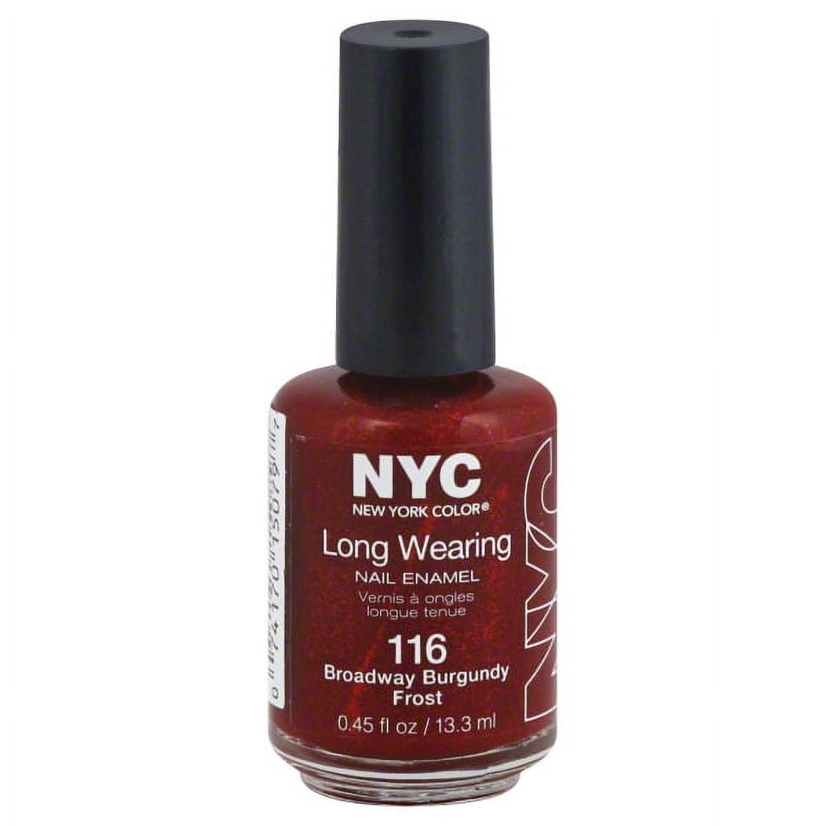 NYC New York Color Long-Wearing Nail Enamel, 116A Broadway Burgundy Frost,  0.45 fl oz 
