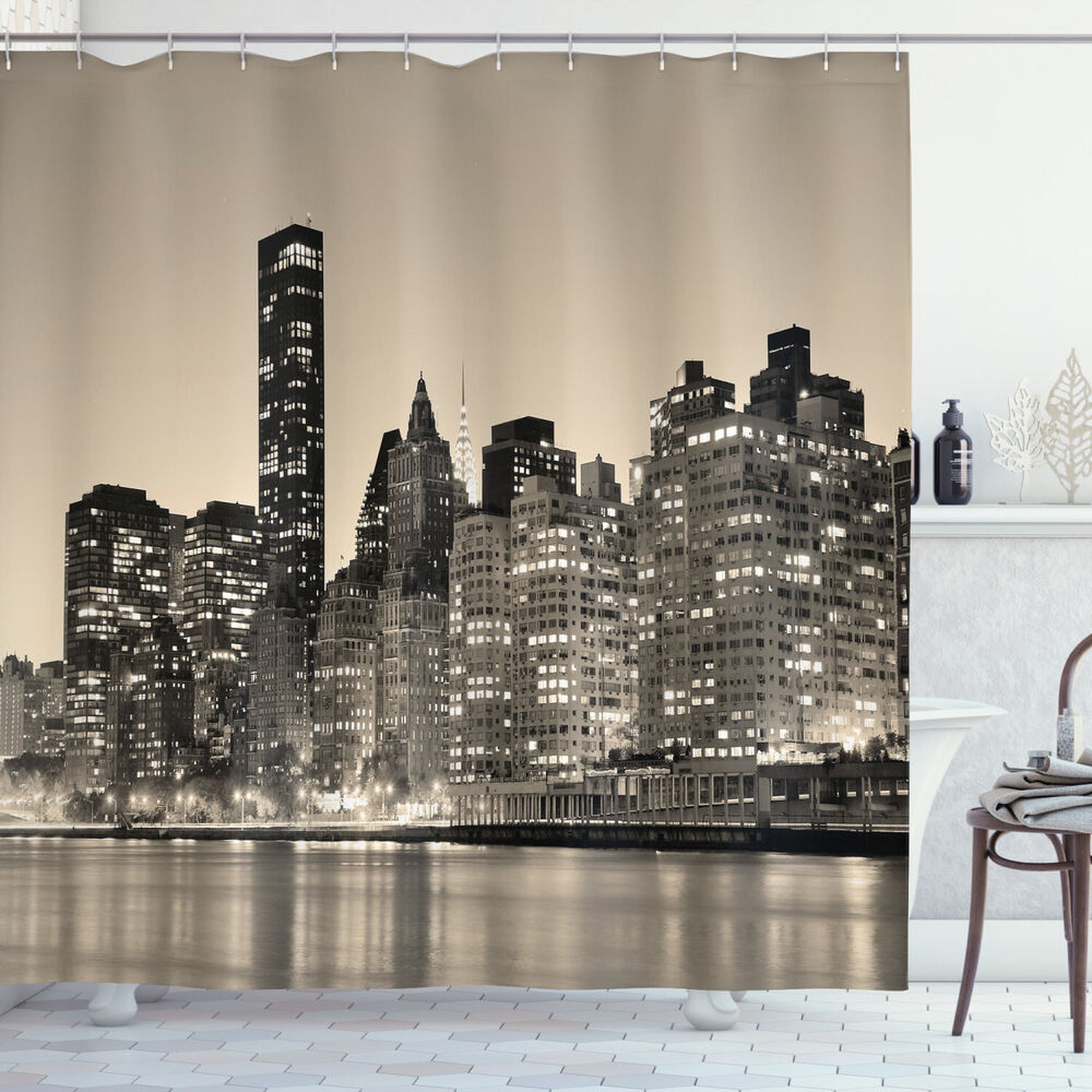 NYC Nightlife in Your Bathroom Manhattan City Shower Curtain