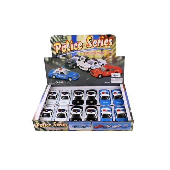 NYC Police Car, White/Black/Blue - Showcasts 9985DNY/3 - 5" Scale Set of 12 Diecast Model Cars