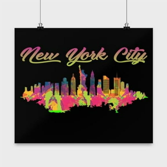 Colorful New York City Skyline Art - NYC Lovers - 13x13 Poster Print - Wall Decor