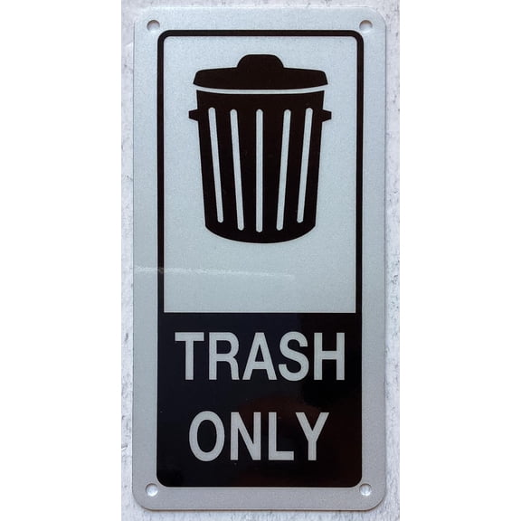 NYC RECYCLING SIGN (REFLECTIVE, ALUMINIUM-RUST FREE) (TRASH ONLY 3X6 INCH)
