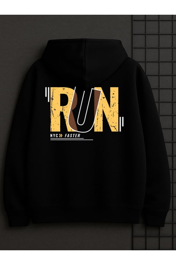 NYC Run Faster hoodies & sweatshirt Exercise for men graphic hoodies black Warm, suitable for casual wear, perfect for outdoor activities basketball Running Fashion Unisex hoodie