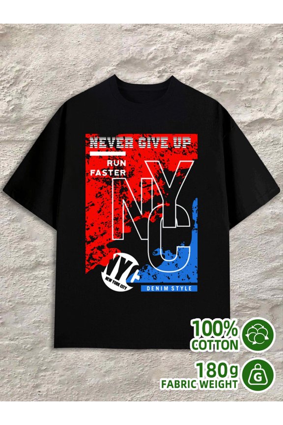 NYC Run Faster mens 180G 100% Cotton black Classic Unisex Shirt Graphic tshirts Fashion Unisex Shirt Short Sleeve tshirts Trendy Unisex Shirt Crewneck tshirts
